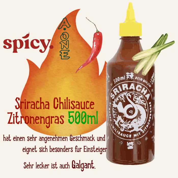 A-One Sriracha Scharfe Chilisauce mit Zitronengras 500ml