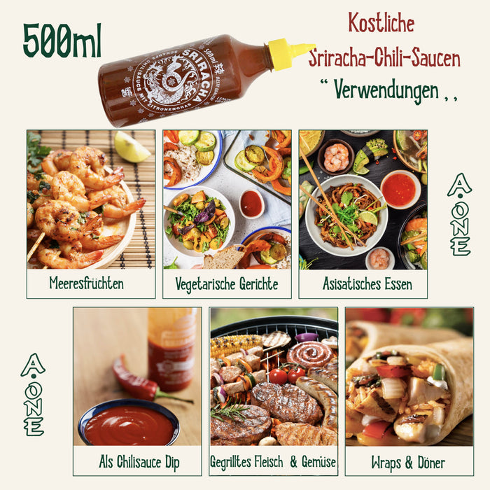 A-One Sriracha Scharfe Chilisauce mit Zitronengras 500ml