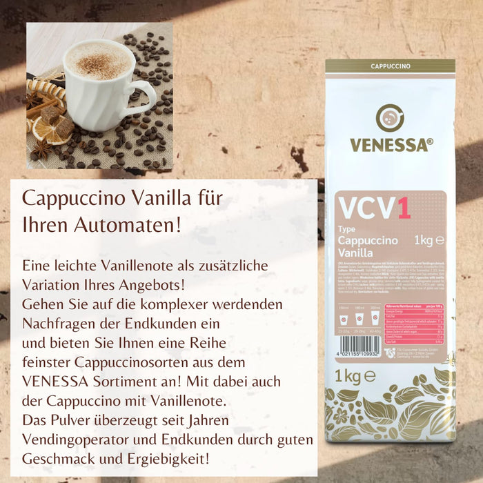 VENESSA Cappuccino Vanilla VCV1 Instant Kaffee mit Vanillenote 1kg für Vending