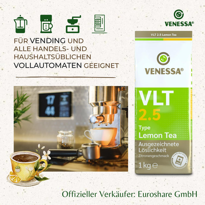 VENESSA VLT 2.5 Teegetränk Zitrone 10 x 1kg Instant Zitronentee, Tee-Pulver für Automaten