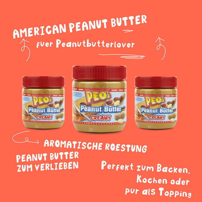 PEO's Peanut Butter 6 x 340g Erdnussbutter Creamy - 6er Vorteilspack