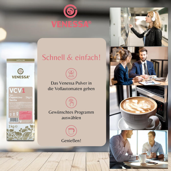 VENESSA Cappuccino Vanilla VCV1 Instant Kaffee mit Vanillenote 1kg für Vending