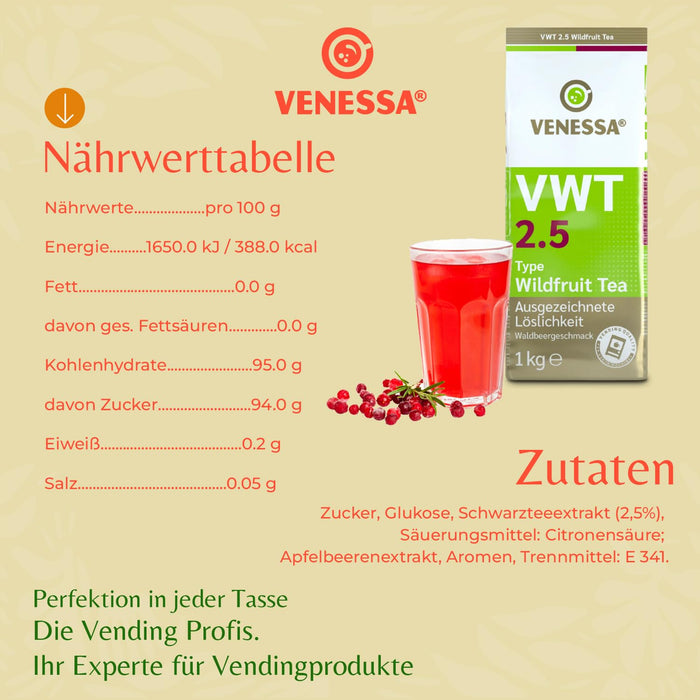 VENESSA VWT 2.5 Wildfrucht Teegetränk Wildfruit Tea Automatentee 1kg Instanttee