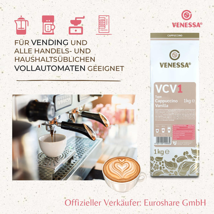 VENESSA Cappuccino Vanilla VCV1 Instant Kaffee mit Vanillenote 1kg für Vending