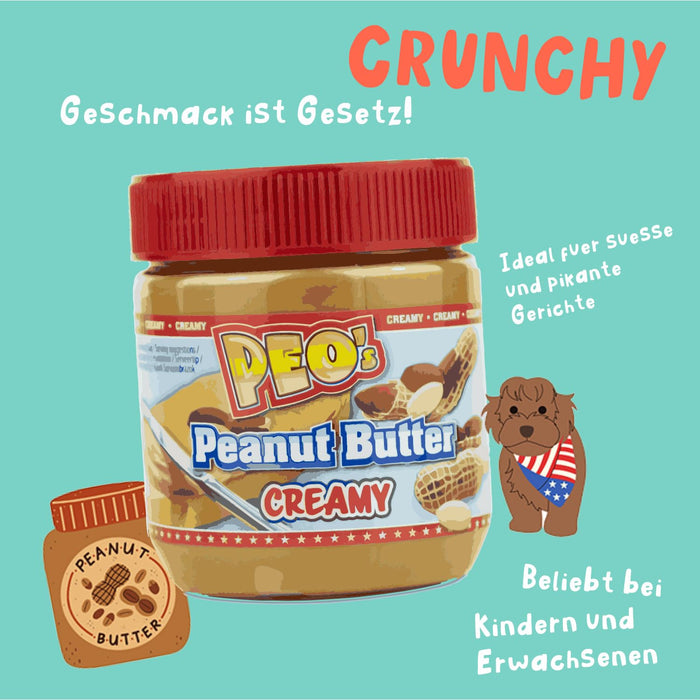 PEO's Peanut Butter 6 x 340g Erdnussbutter Creamy - 6er Vorteilspack