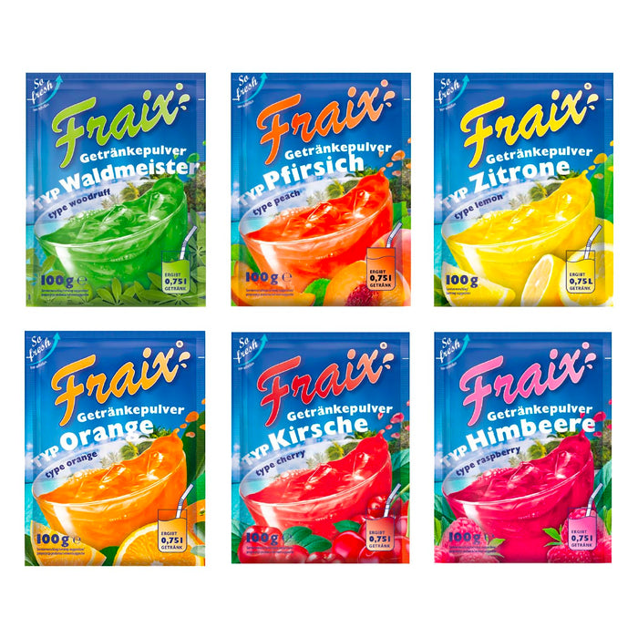 FRAIX Getränkepulver 6 Sorte Mixed (30er Pack x 100g) Vorteilspack