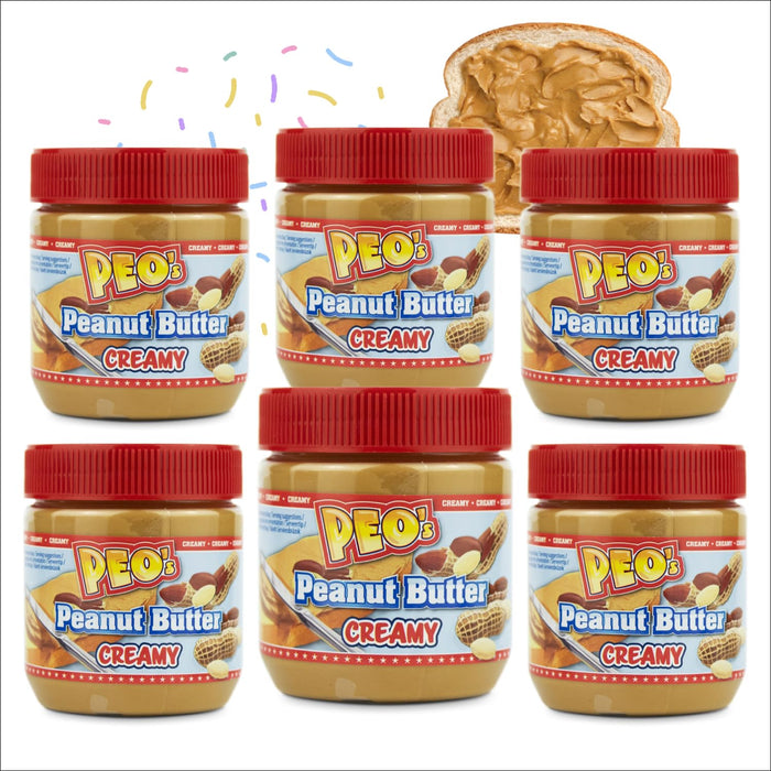 PEO's Peanut Butter 6 x 340g Erdnussbutter Creamy - 6er Vorteilspack