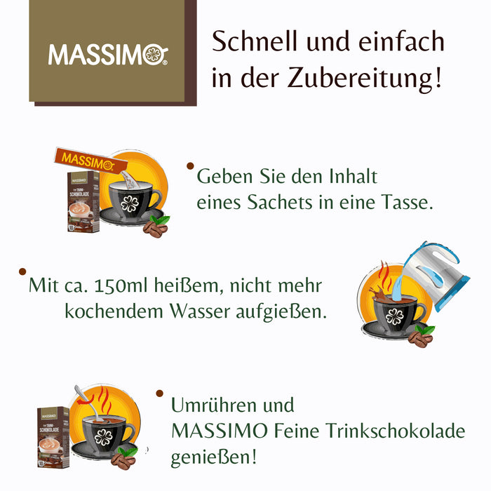 Massimo Feine Trinkschokolade 16 Schachtel x 10 Sticks á 25g - heiße Schokolade