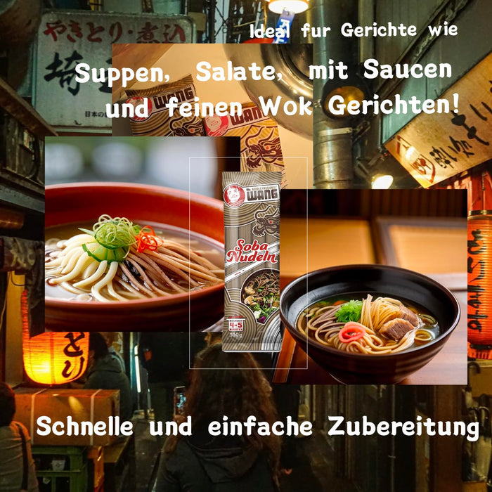 Soba Nudeln 300g - Japanische Weizennudeln mit herb-nussigem Geschmack aus Buchweizen für Suppen und Wok Gerichte - Vegan