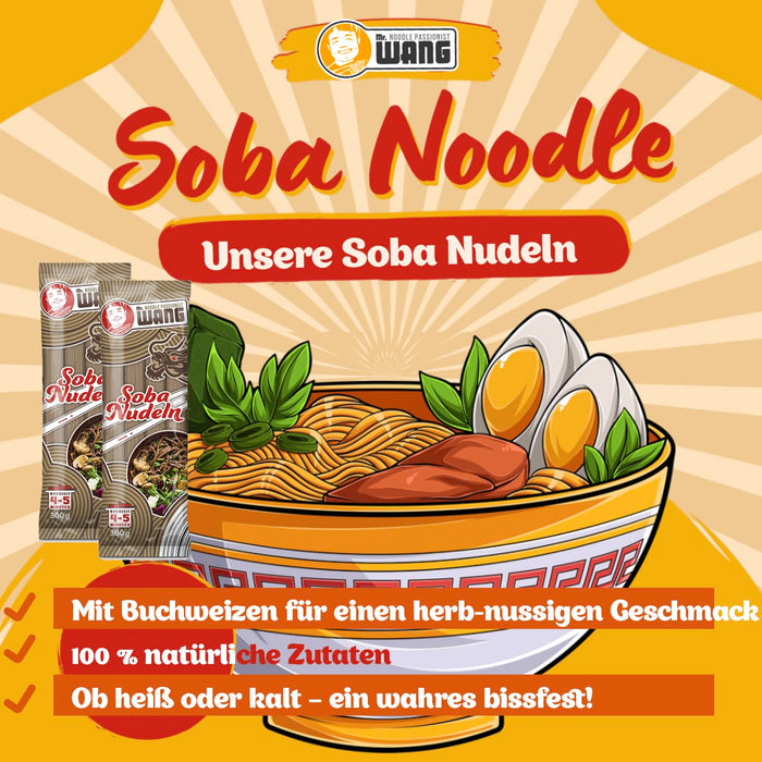 Soba Nudeln 300g - Japanische Weizennudeln mit herb-nussigem Geschmack aus Buchweizen für Suppen und Wok Gerichte - Vegan