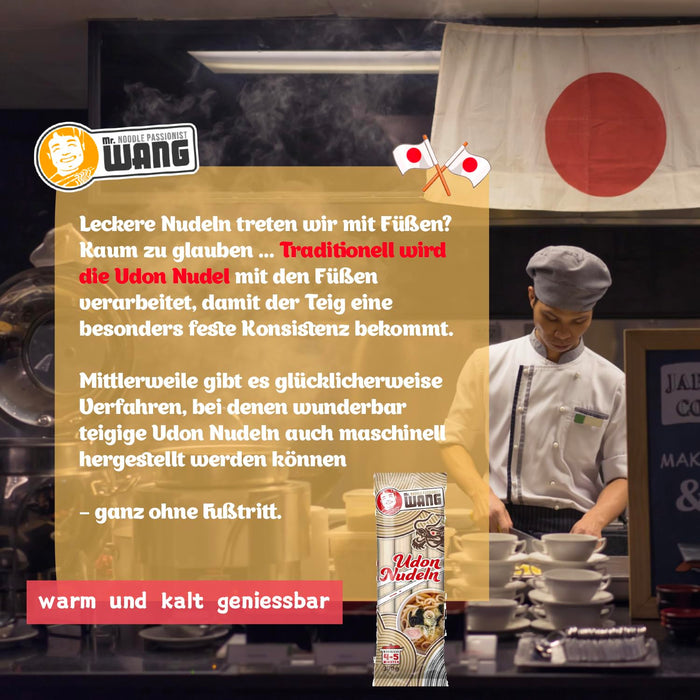 Mr. WANG Udon Nudeln 300g (getrocknet, natürliche Zutaten, Vegan) Japanische Weizennudeln für Suppen, Salaten, Bowls & Wok-Gerichte